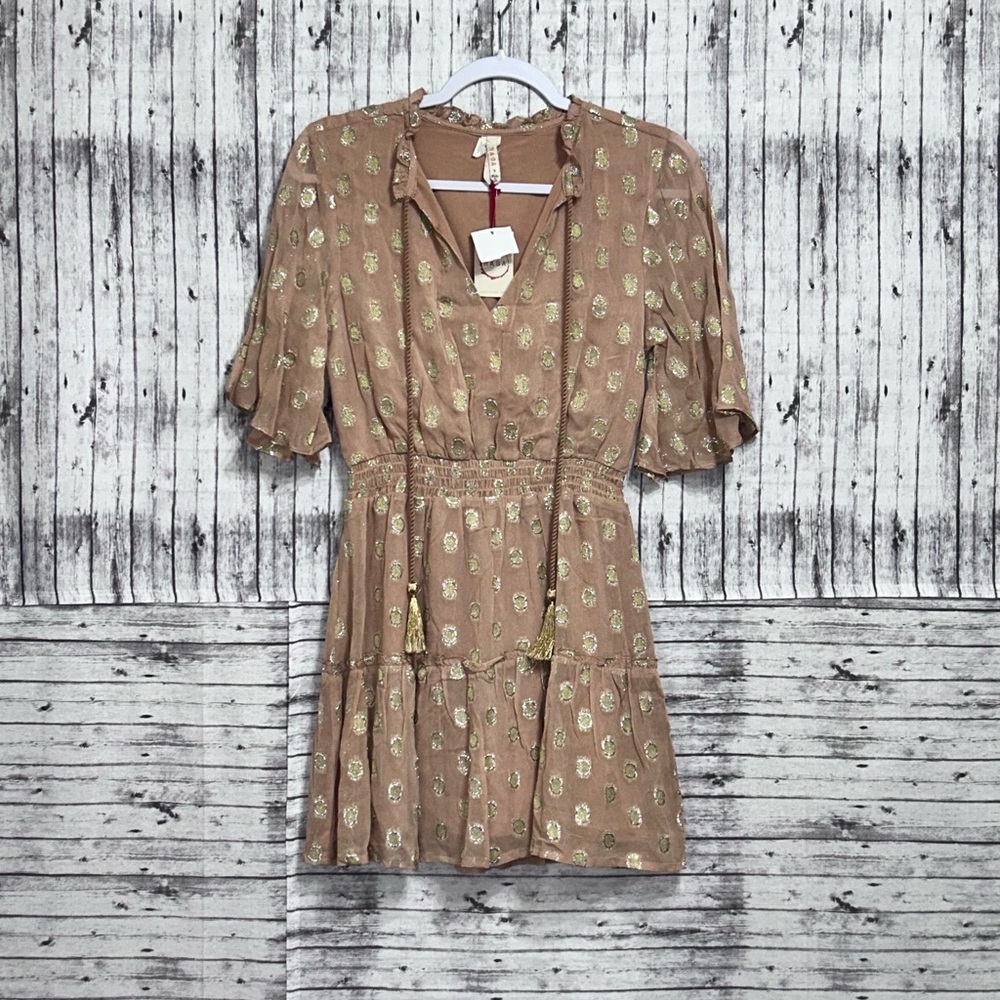 NWT Raga Kenna Metallic Dot Tiered Mini Dress - Picture 8 of 9